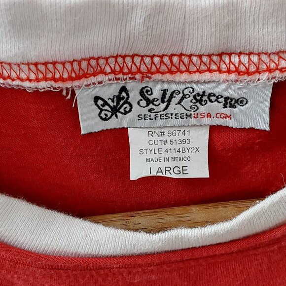 Vintage Self Esteem Girls Red Graphic T-Shirt Size Large Malibu Beach Party - Picture 2 of 6
